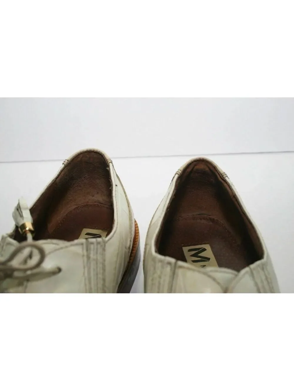 Vintage Marco Vicci Newhall Mens Size 9.5 White Dress Shoes Animal Leather